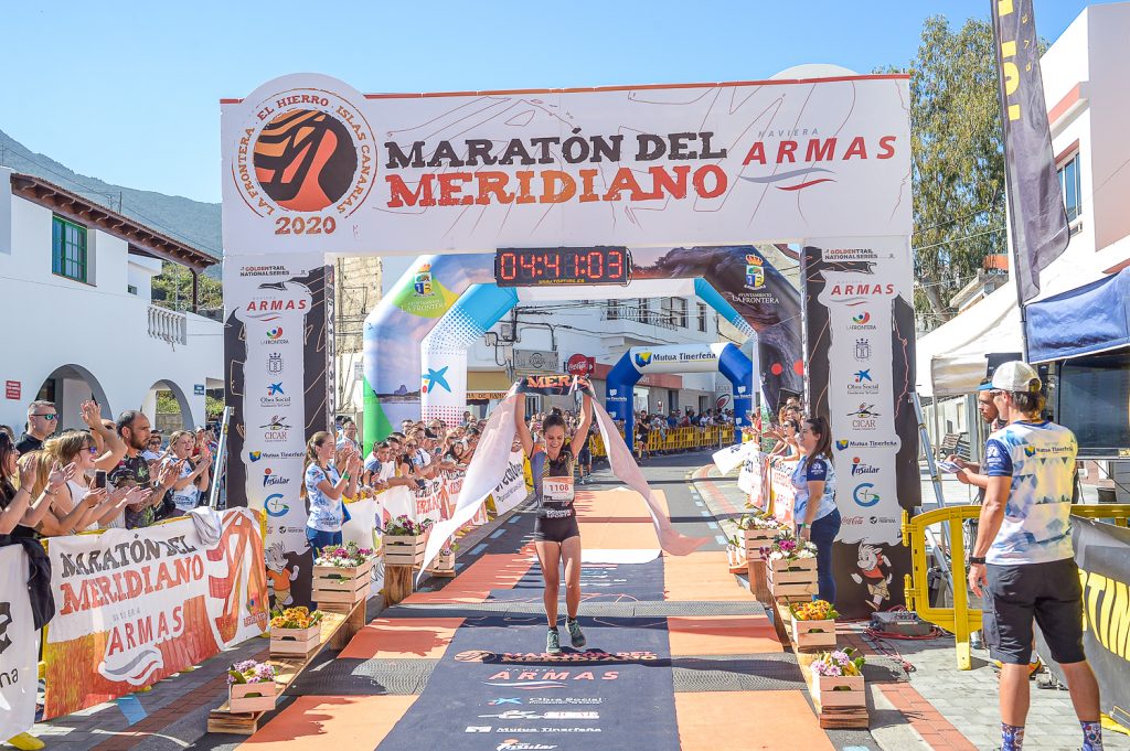 Estela Guerra ganando Maratón del Meridiano 2020