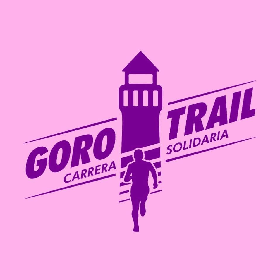 Logo oficial de la Goro Trail 2022 en color rosa de fondo